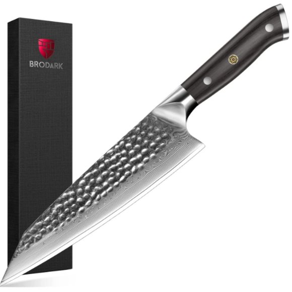 DAMASCUS STEEL "DUO" - VG10 STEEL - JAPANESE STYLE KNIVES w/ HAMMERED TEXTURE - Picture 5 of 14